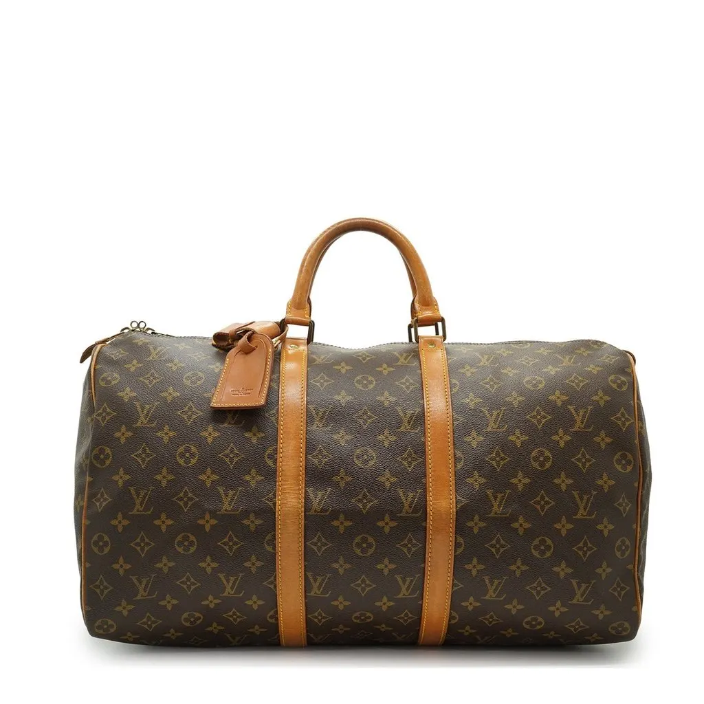 Louis Vuitton Luggage Vintage Keepall Brown Canvas Good - Front View