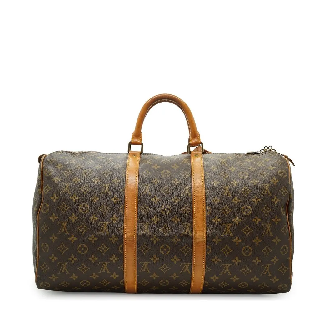 Louis Vuitton Luggage Vintage Keepall Brown Canvas Good - Back View