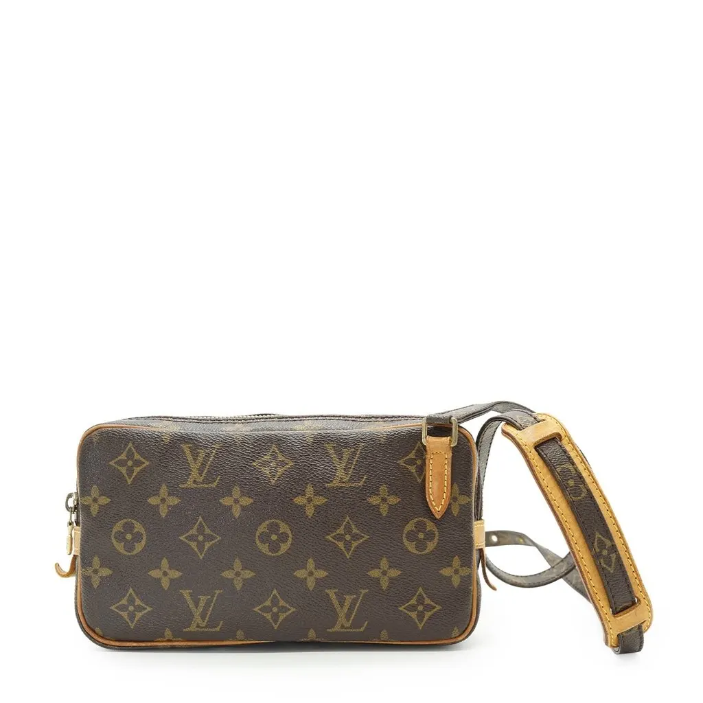 Louis Vuitton Crossbody Bag Vintage Marly Brown Canvas Good - Front View