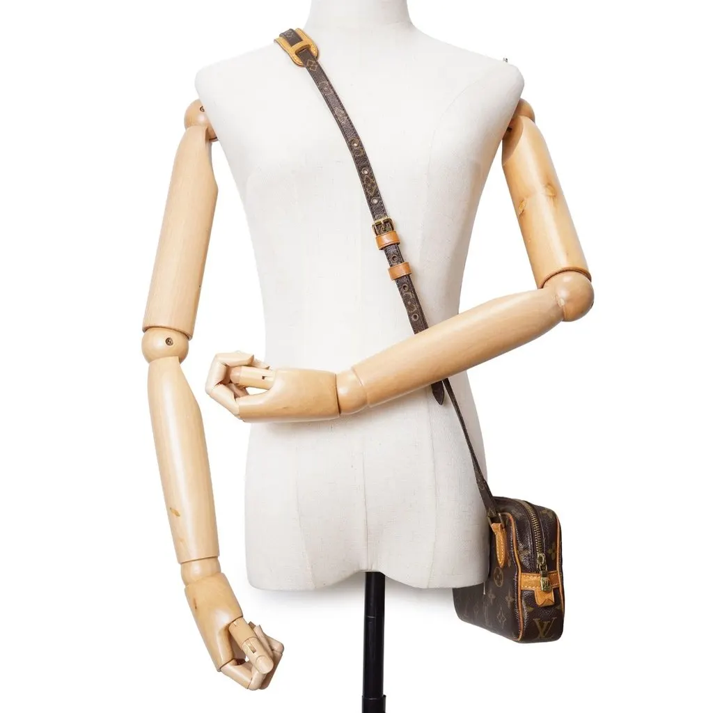 Louis Vuitton Crossbody Bag Vintage Marly Brown Canvas Good - Back View