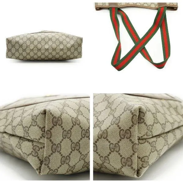 Gucci Tote Bag Vintage Ophidia Shopping Beige Canvas Good - Model View