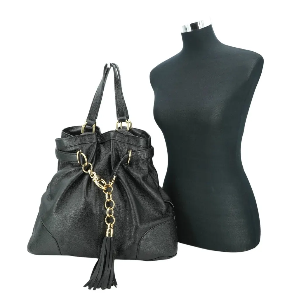 Gucci Tote Bag Sienna Black Leather Good - Back View