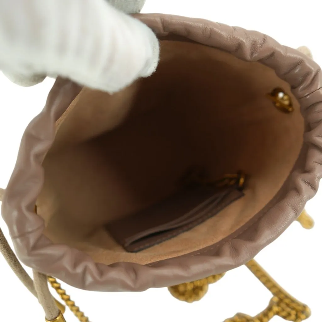 Gucci Shoulder Bag GG Marmont Bucket Beige Leather Good - Model View