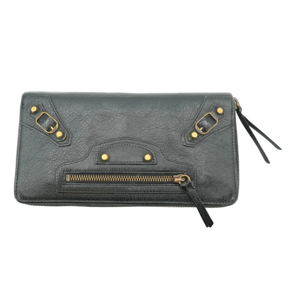 Balenciaga Wallet Black Leather Good - Front View