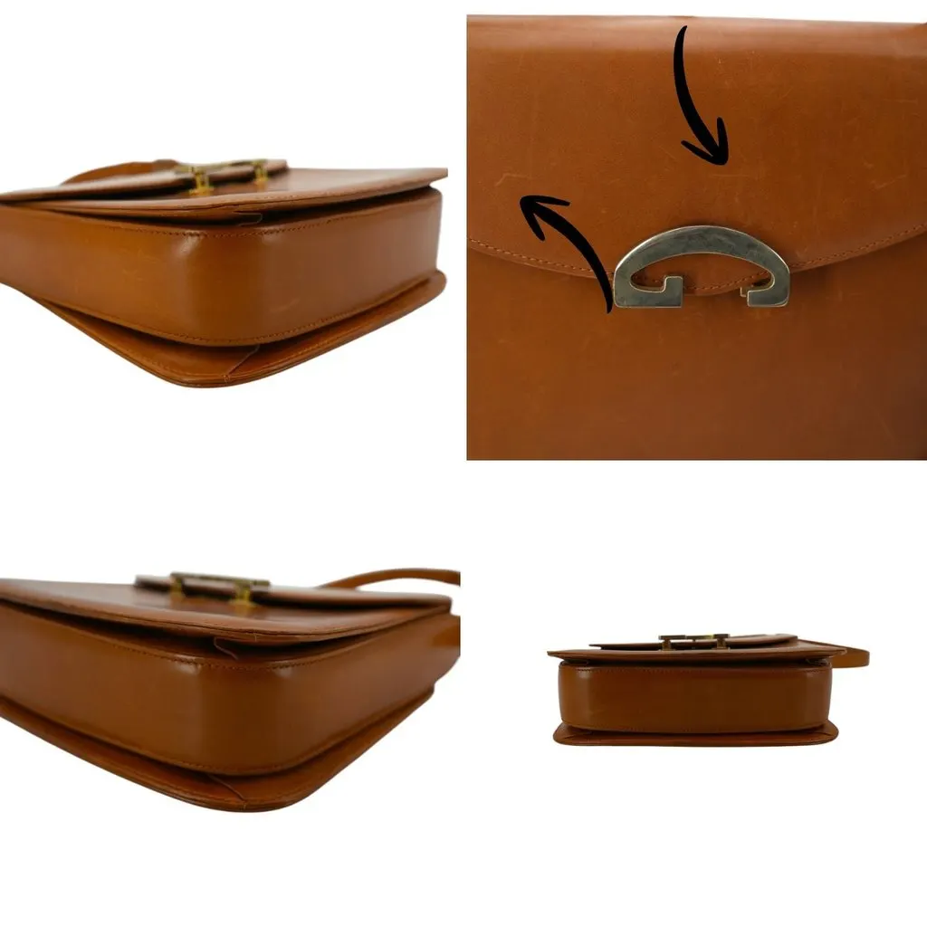 Gucci Shoulder Bag Vintage G Closure Brown Leather Good - Model View