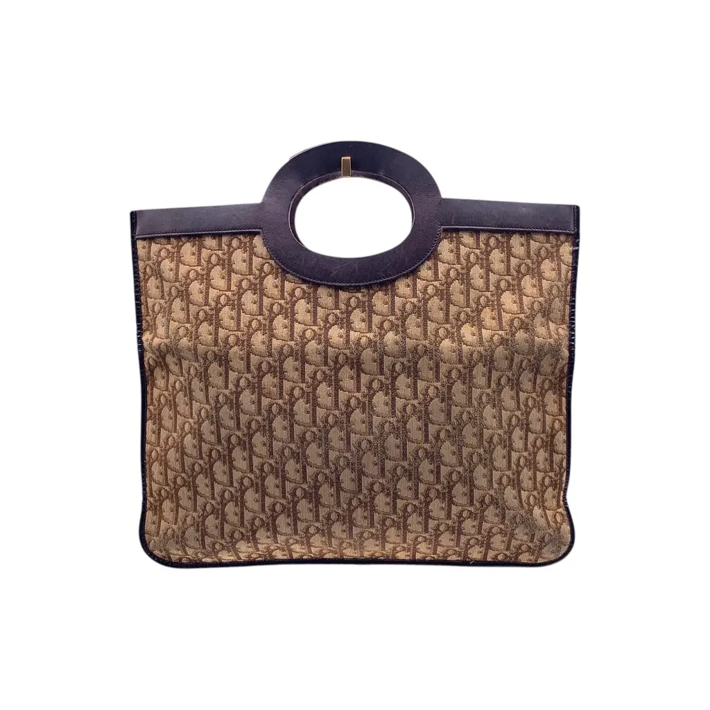 Dior Clutch Bag Vintage Trotter Brown Canvas Good - Inside View