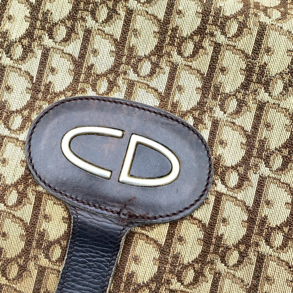 Dior Clutch Bag Vintage Trotter Brown Canvas Good - Box View