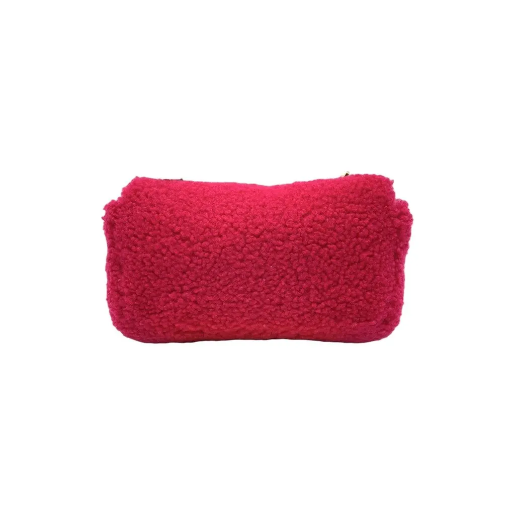 Fendi Shoulder Bag Baguette Red Shearling Good - Inside View