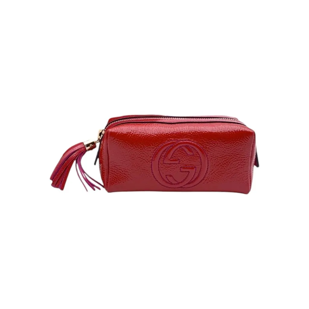 Gucci Clutch Bag Soho Red Leather Good - Front View
