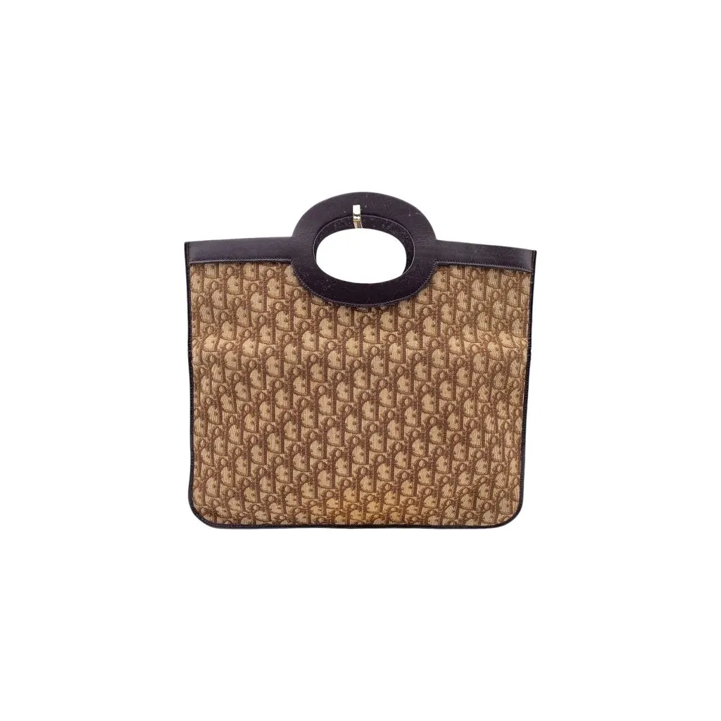 Dior Clutch Bag Vintage Trotter Brown Canvas Good - Inside View