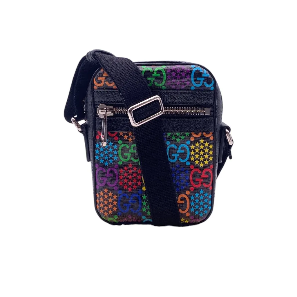 Gucci Crossbody Bag Psychedelic Black Canvas Good - Front View