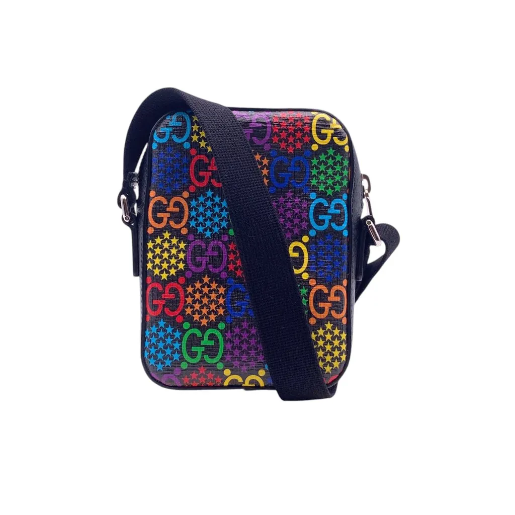 Gucci Crossbody Bag Psychedelic Black Canvas Good - Inside View