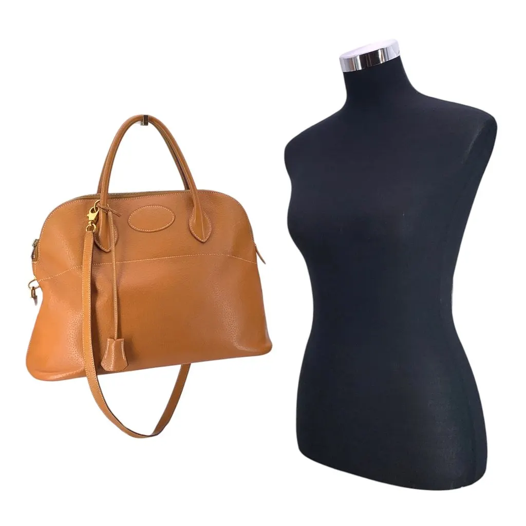 Hermes Handbag Vintage Bolide Beige Leather Good - Back View