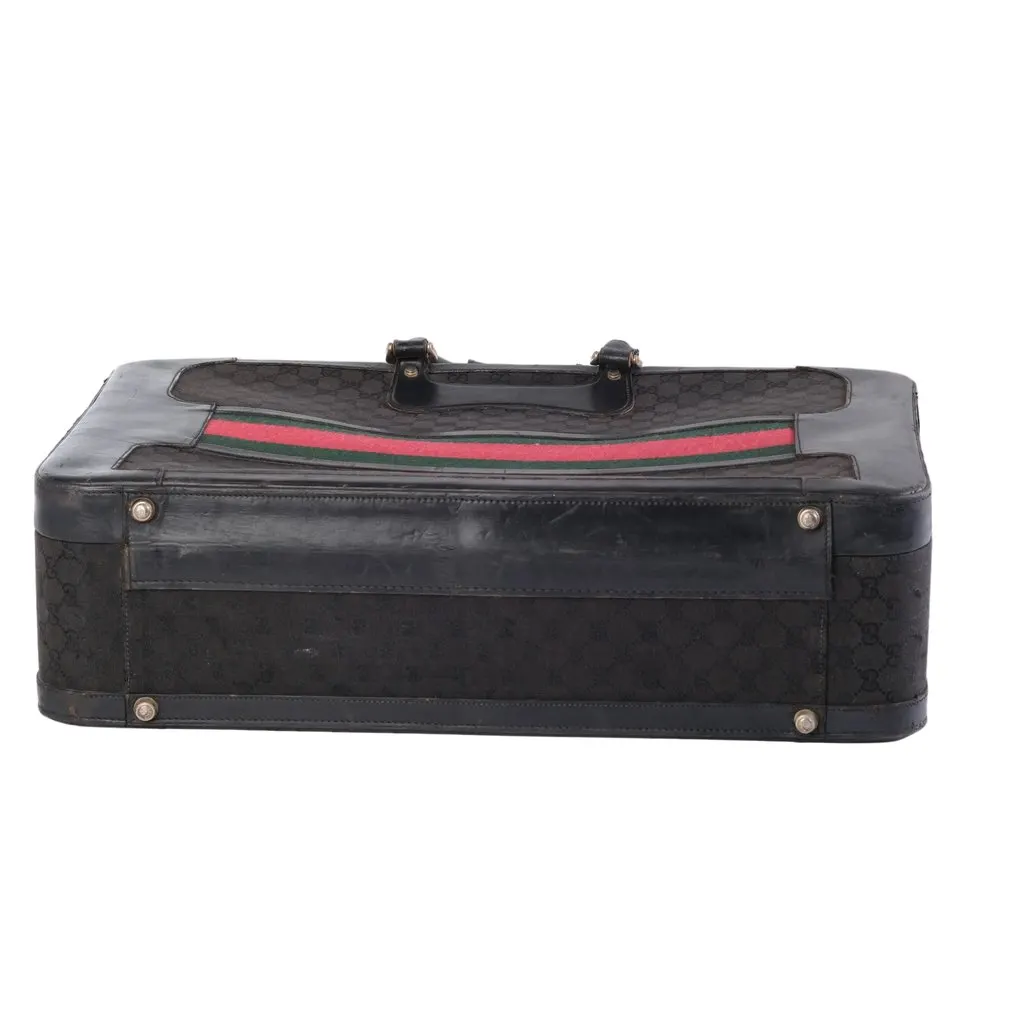Gucci Vintage GG Canvas Travel Suitcase Rigid Trunk- '80s Black Canvas Good - Model View