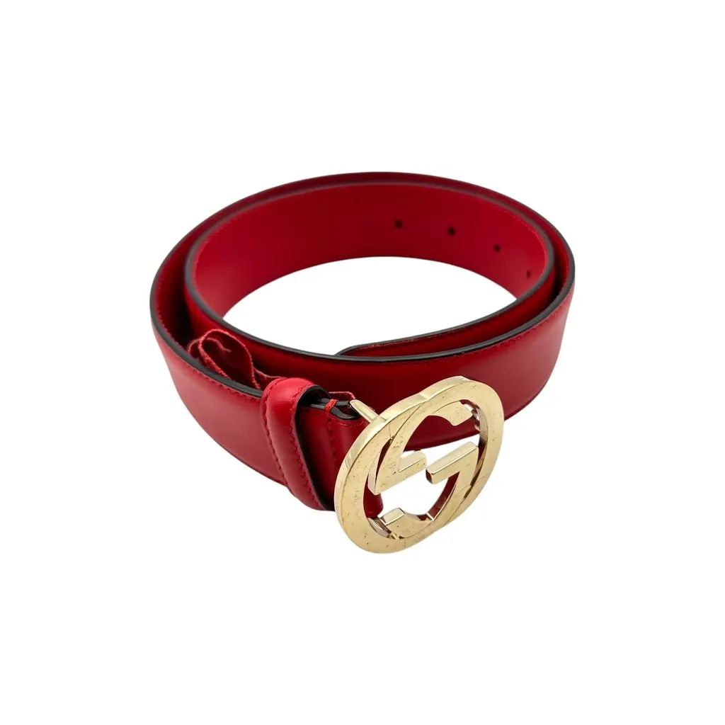 Gucci Belt Red Leather Good - Front View