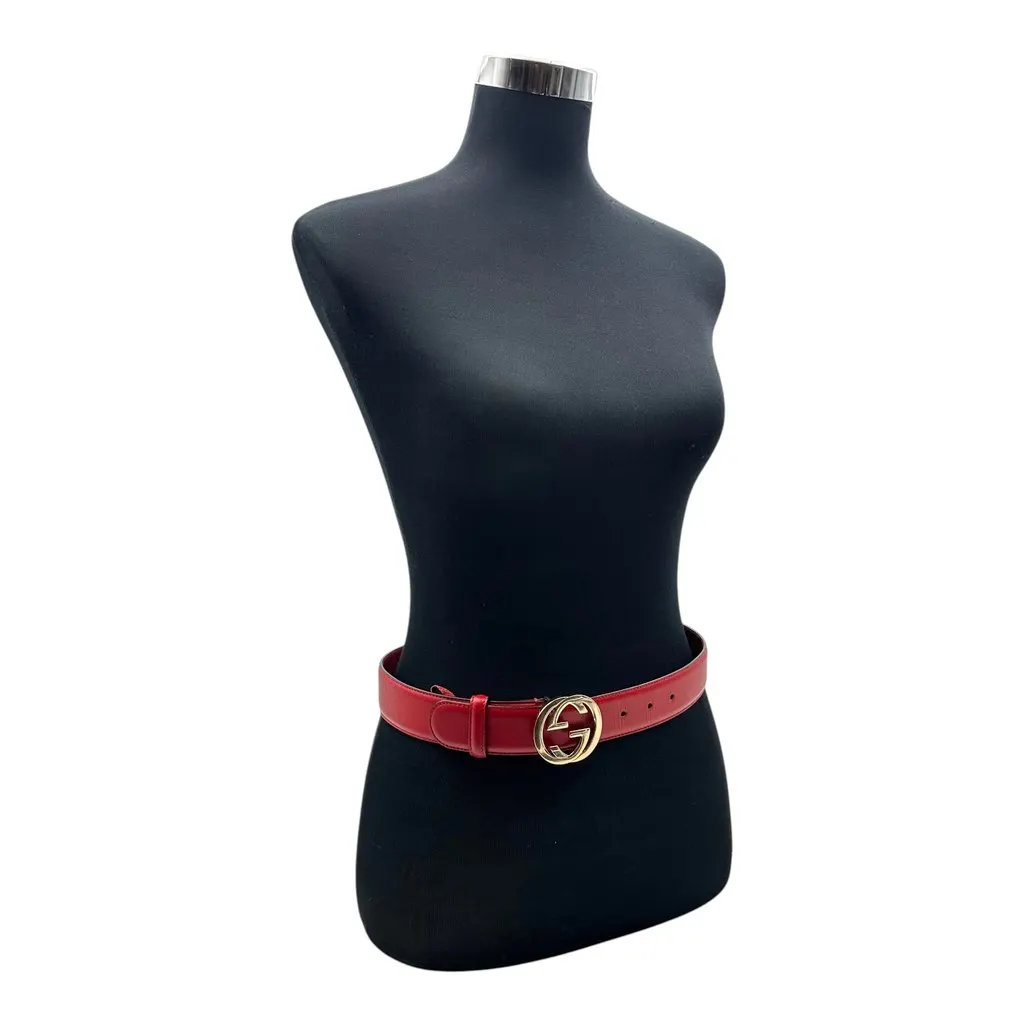 Gucci Belt Red Leather Good - Back View