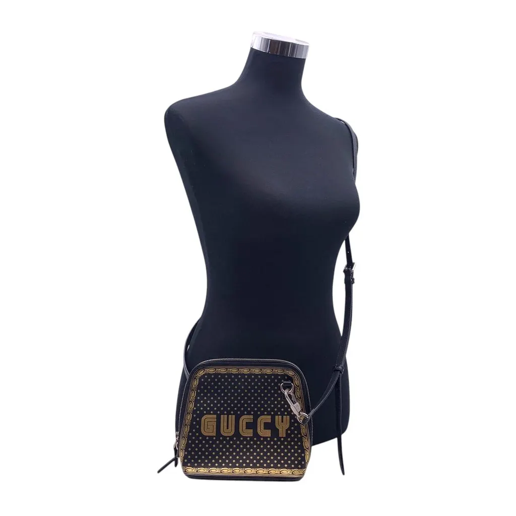 Gucci Crossbody Bag Guccy Black Leather Good - Back View