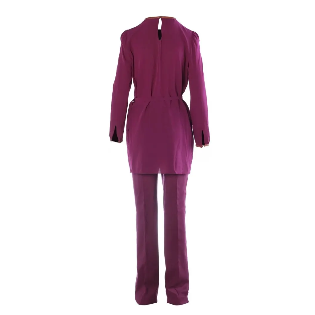Prada Purple Silk Co-Ord Set Tunic Top & Tailored Trousers- '90s Red Silk Good - Inside View