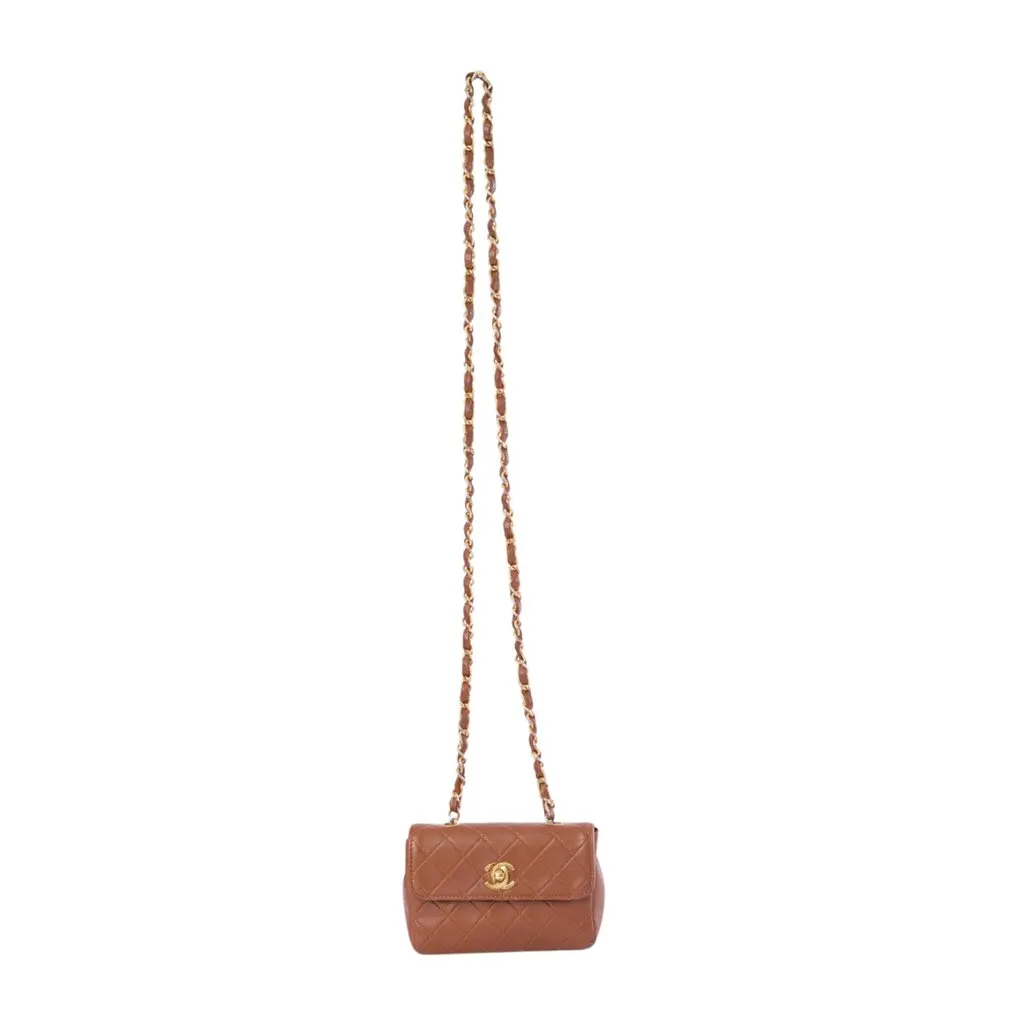 Chanel Extra Mini Quilted Leather Flap Crossbody Bag - '90s Brown Leather Good - Back View