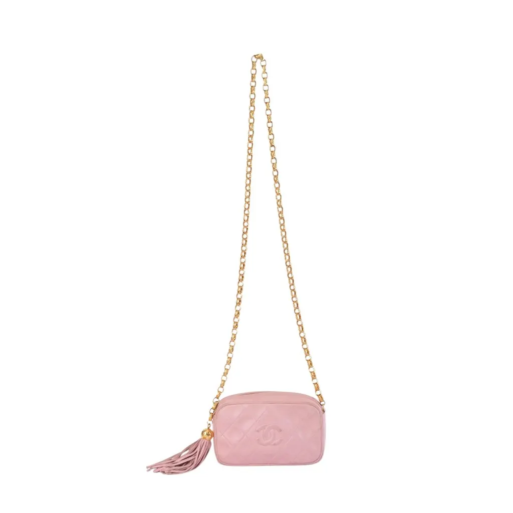 Chanel Pink Quilted Mini Camera Bag - '90s Pink Leather Good - Back View