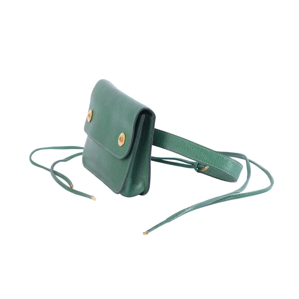 Hermès Green Epsom Leather Pochette Belt Bag - '90s Green Leather Good - Back View