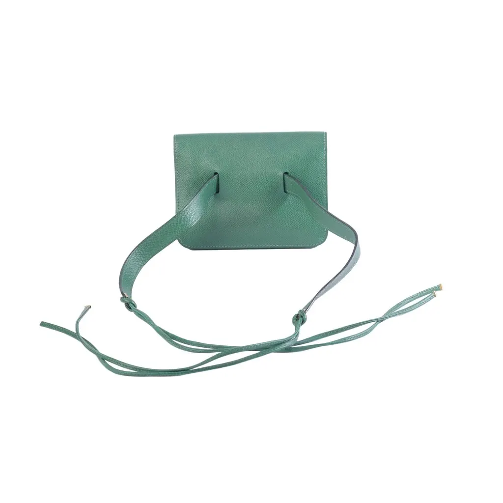 Hermès Green Epsom Leather Pochette Belt Bag - '90s Green Leather Good - Inside View