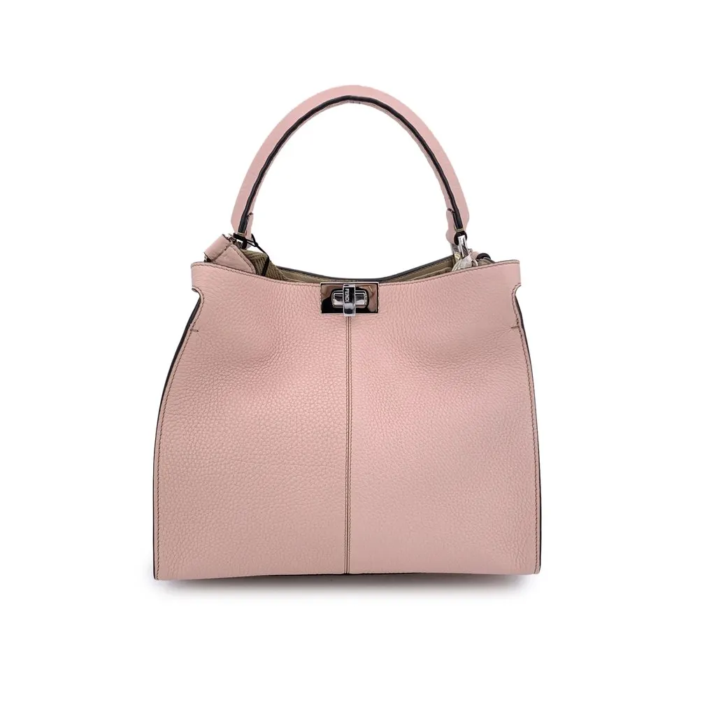 Fendi Handbag Peekaboo X-Lite Pink Leather Good - Front View