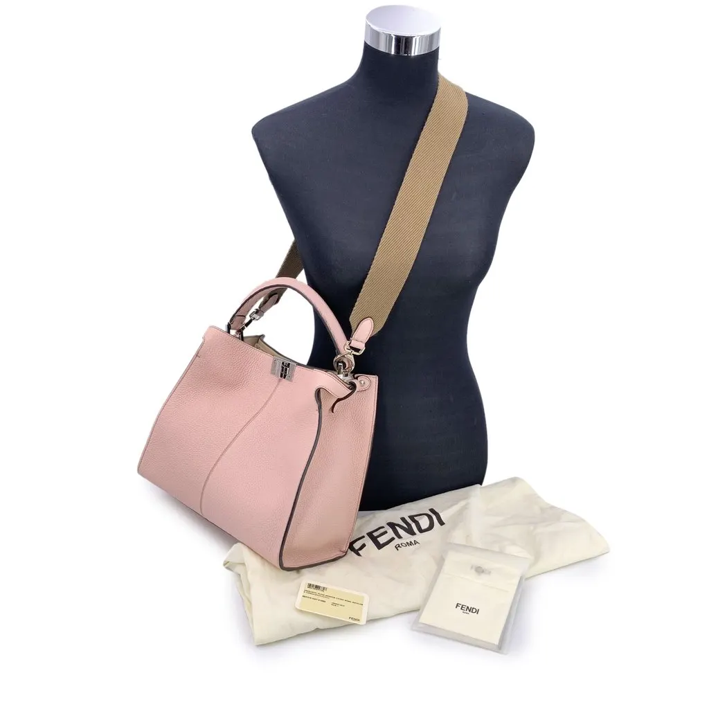 Fendi Handbag Peekaboo X-Lite Pink Leather Good - Back View