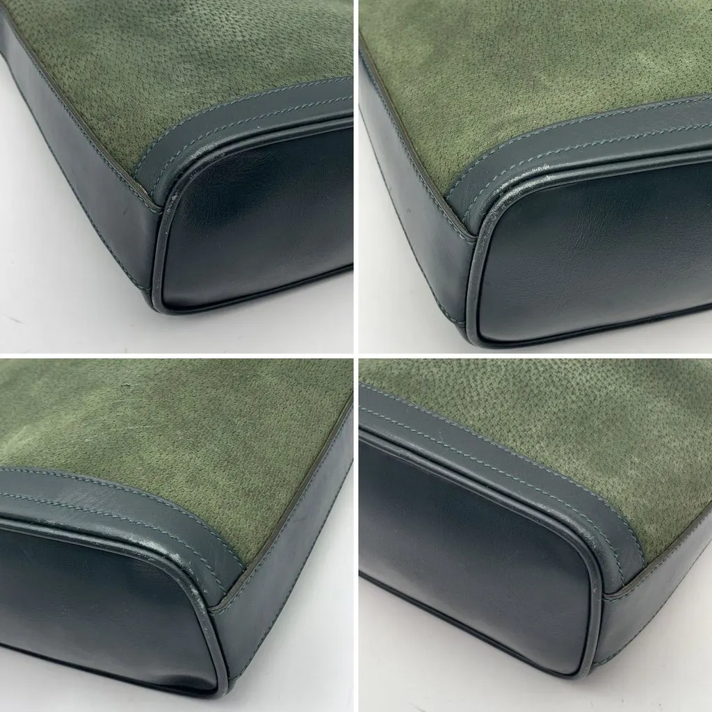 Gucci Shoulder Bag Vintage Interlocking Green Suede Good - Model View