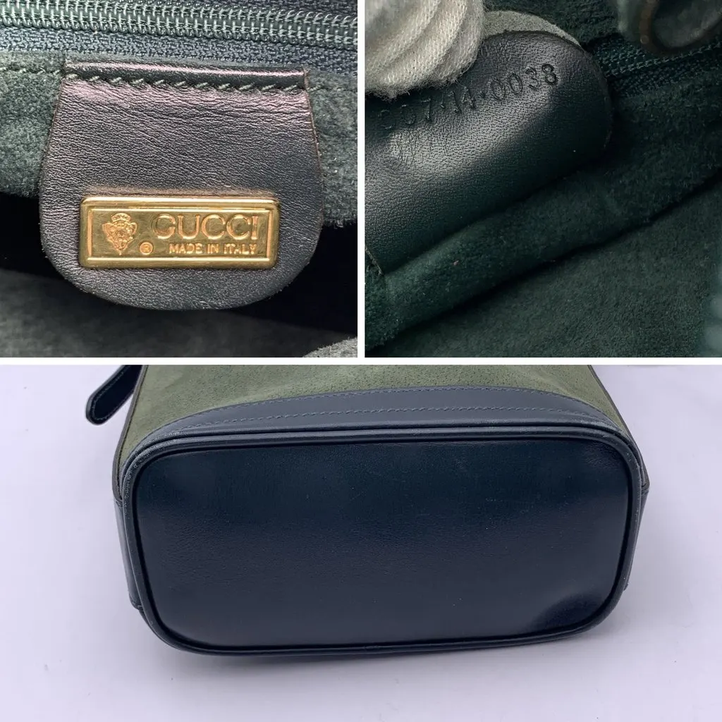 Gucci Shoulder Bag Vintage Interlocking Green Suede Good - Box View