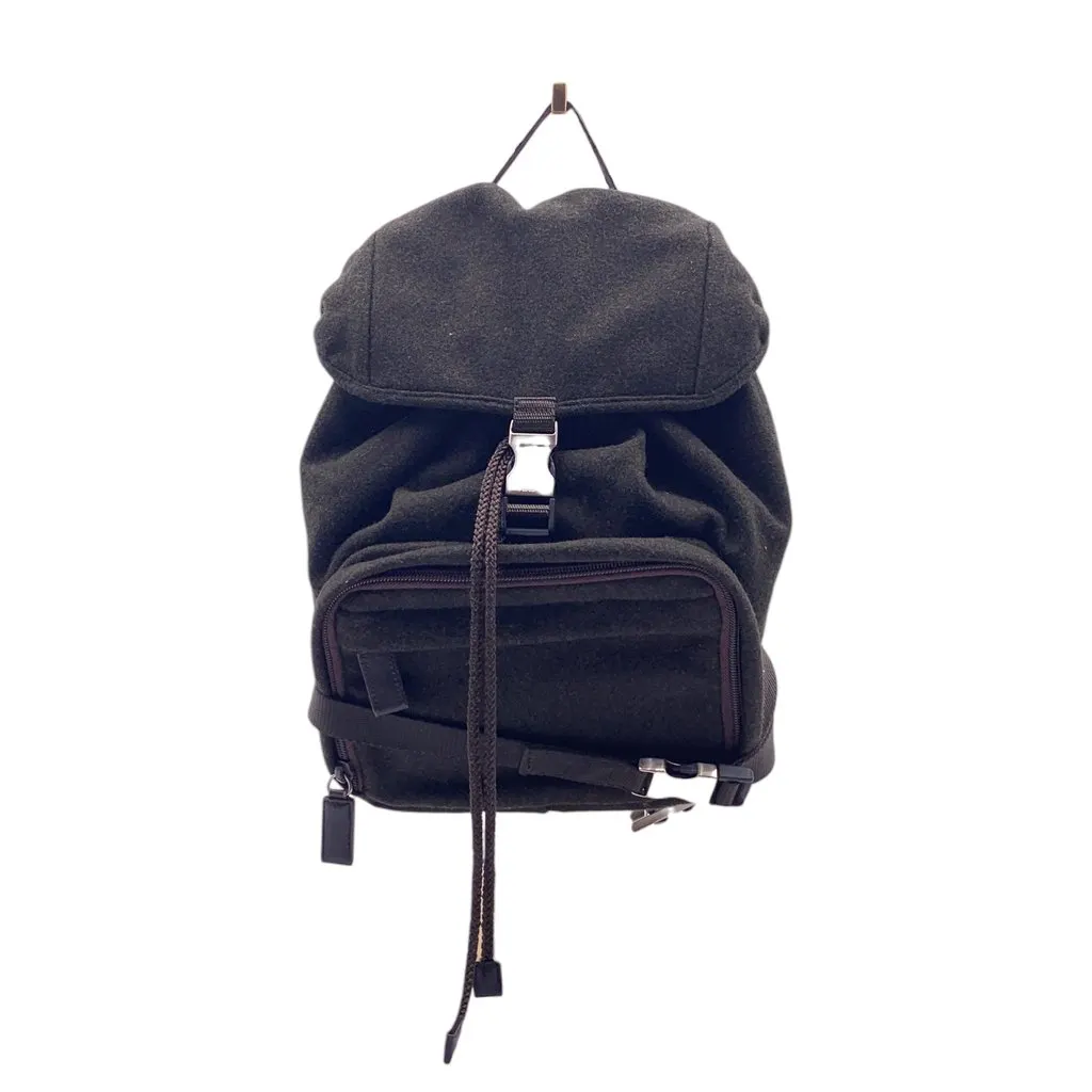 Prada Backpack Vintage Boiled Wool Backpack Green Wool Good - Front View