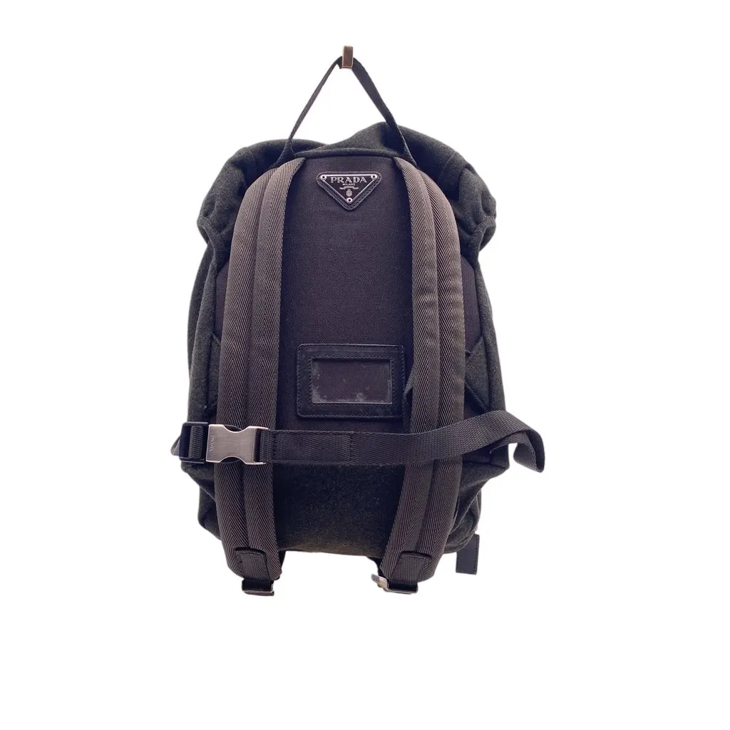 Prada Backpack Vintage Boiled Wool Backpack Green Wool Good - Inside View