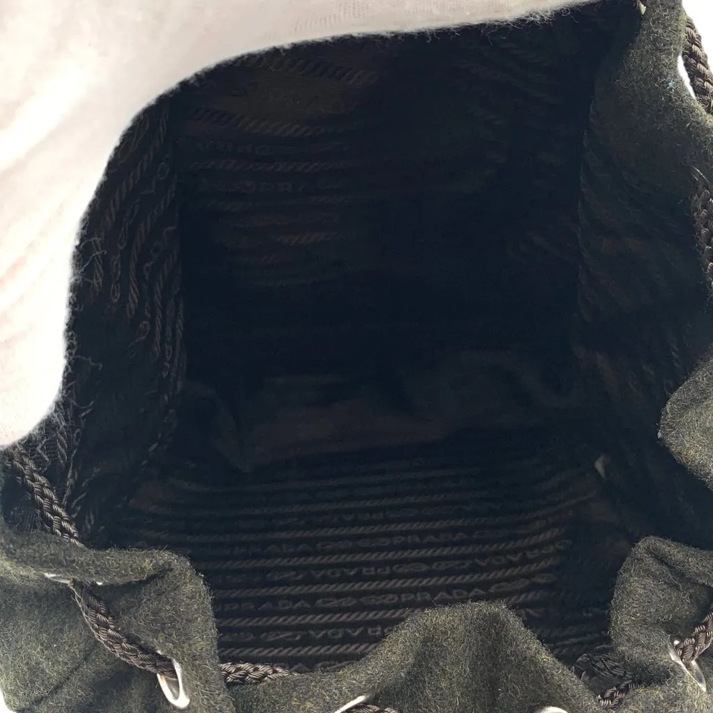 Prada Backpack Vintage Boiled Wool Backpack Green Wool Good - Model View