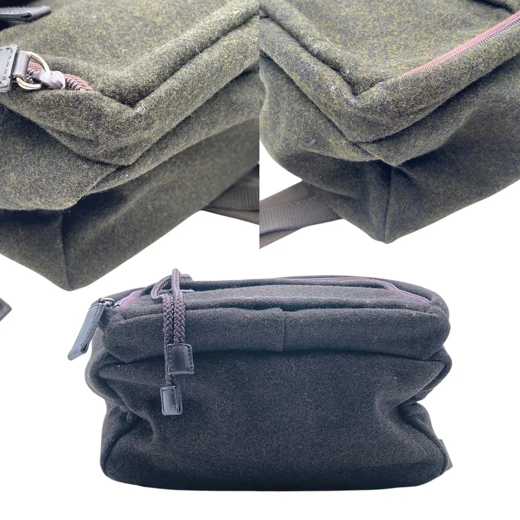 Prada Backpack Vintage Boiled Wool Backpack Green Wool Good - Box View