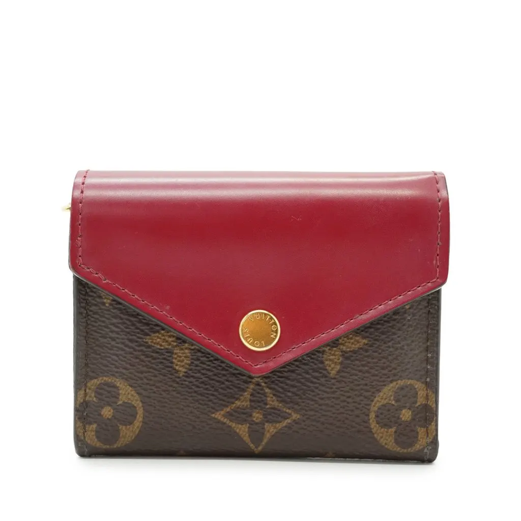 Louis Vuitton Wallet Burgundy Canvas Good - Front View