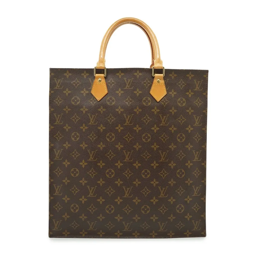 Louis Vuitton Tote Bag Vintage Plat Brown Canvas Good - Back View
