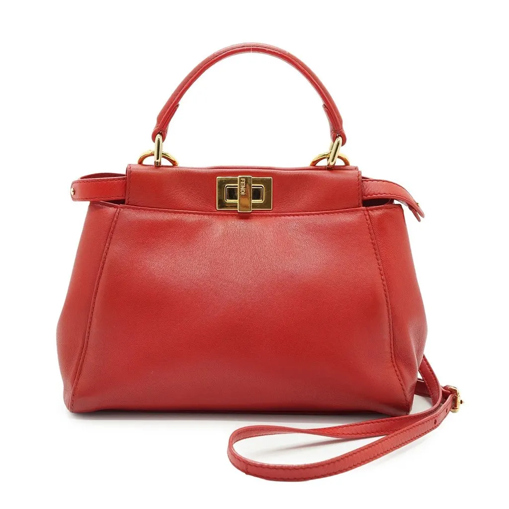 Fendi Handbag Peekaboo Red Leather Good - Front View