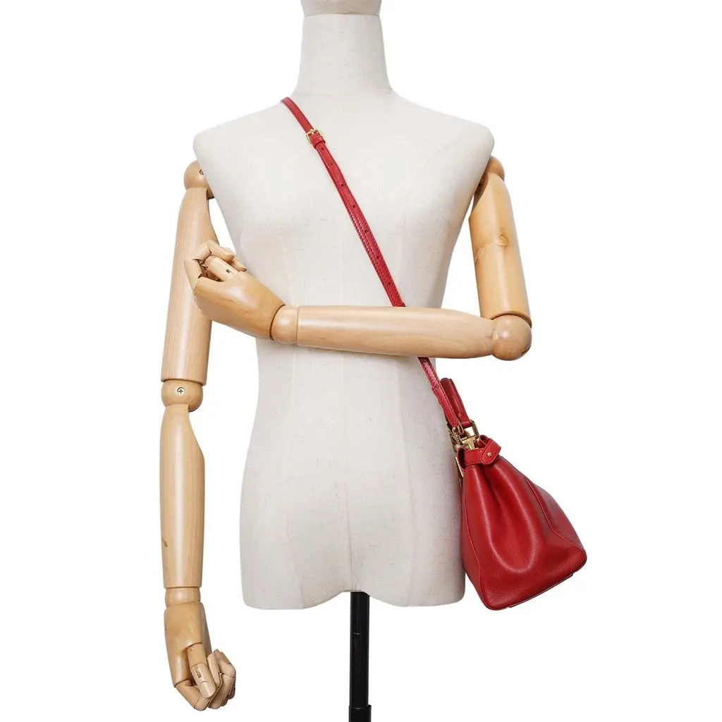 Fendi Handbag Peekaboo Red Leather Good - Back View
