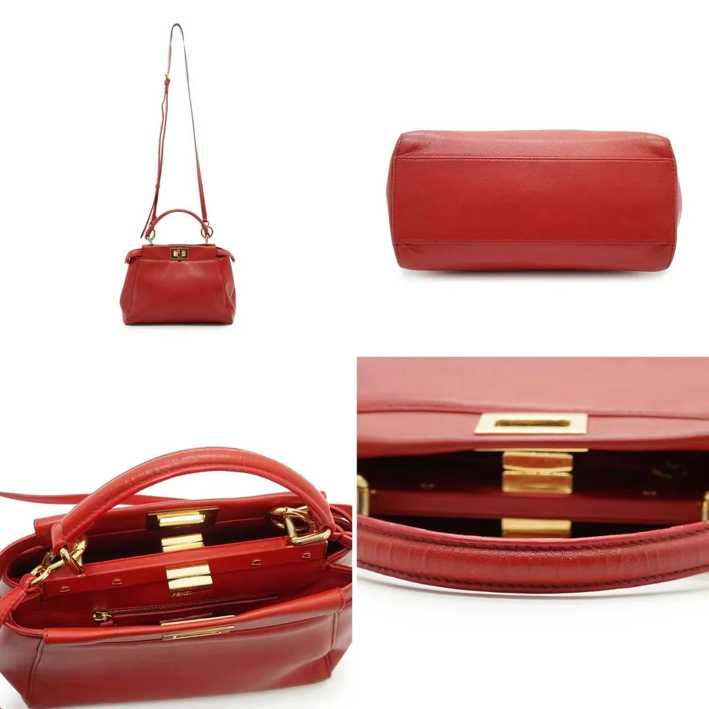 Fendi Handbag Peekaboo Red Leather Good - Box View