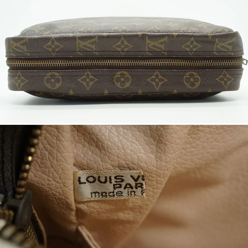 Louis Vuitton Clutch Bag Vintage Trousse de Toilette Brown Canvas Good - Box View