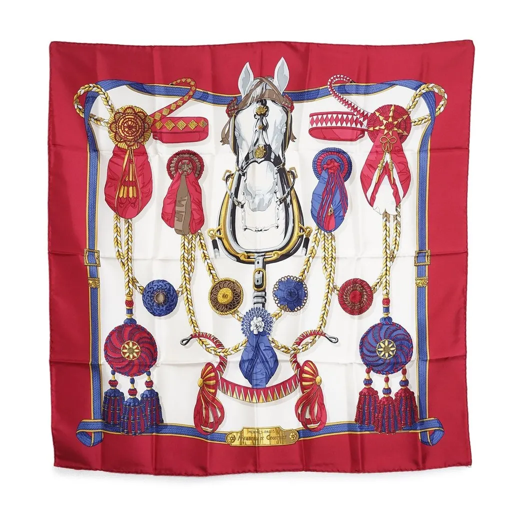 Hermes Scarf Red Silk Good - Front View