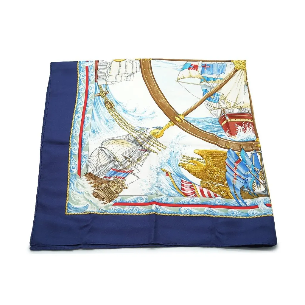 Hermes Scarf Blue Silk Good - Inside View