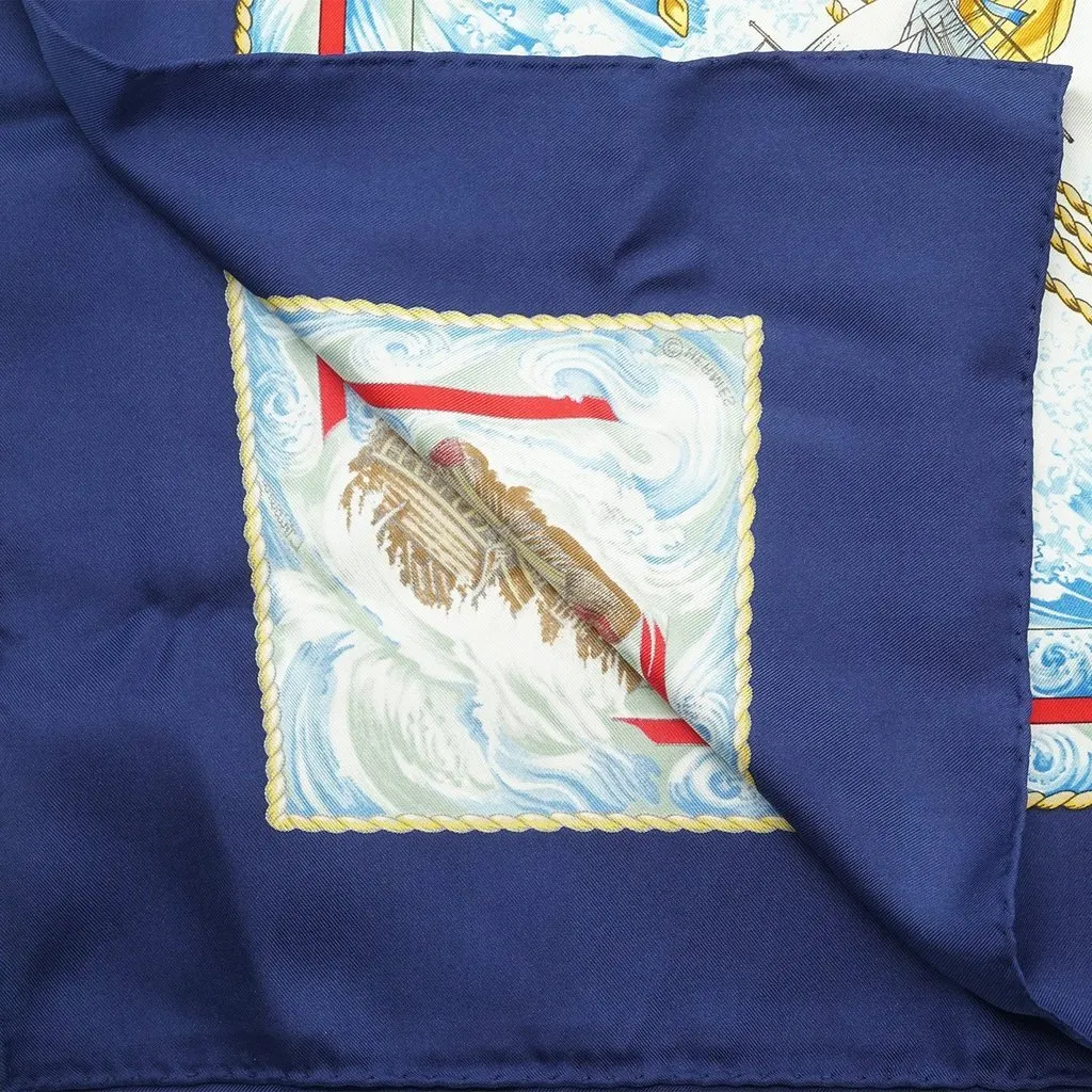 Hermes Scarf Blue Silk Good - Model View
