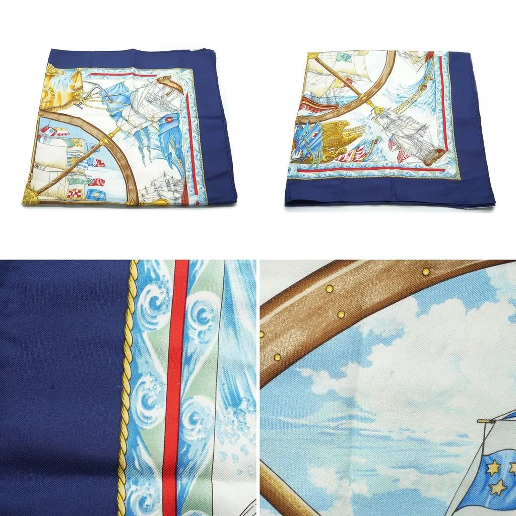 Hermes Scarf Blue Silk Good - Box View