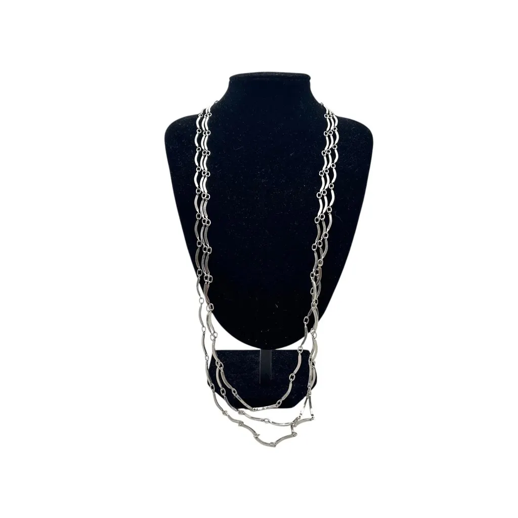 Yves Saint Laurent Necklace Silver Lace Good - Back View