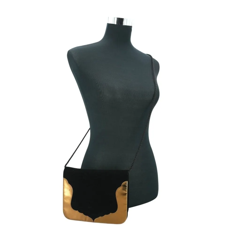 Yves Saint Laurent Crossbody Bag Evening Bag Black Velvet Good - Back View
