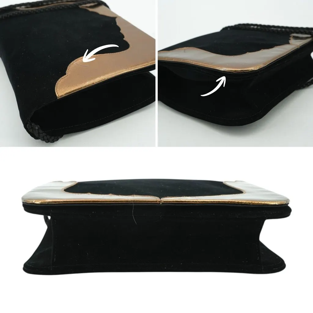 Yves Saint Laurent Crossbody Bag Evening Bag Black Velvet Good - Model View