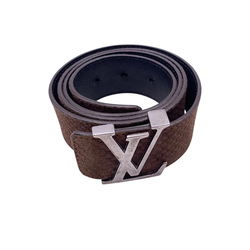 Louis Vuitton Belt Brown Suede Good - Front View