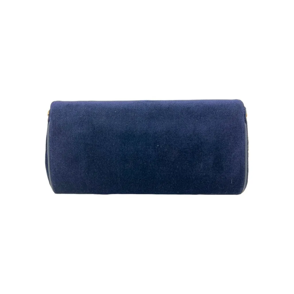 Unsigned Shoulder Bag Velvet Blue Velvet Good - Inside View
