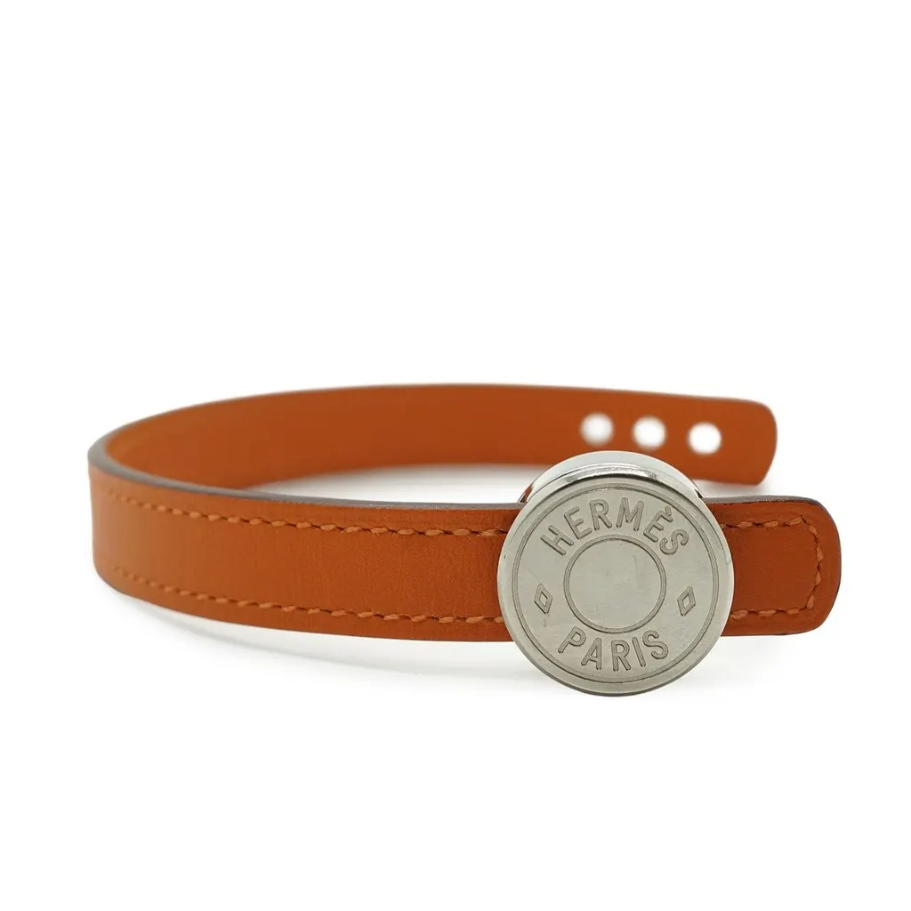 Hermes Bracelet Black Leather Good - Back View